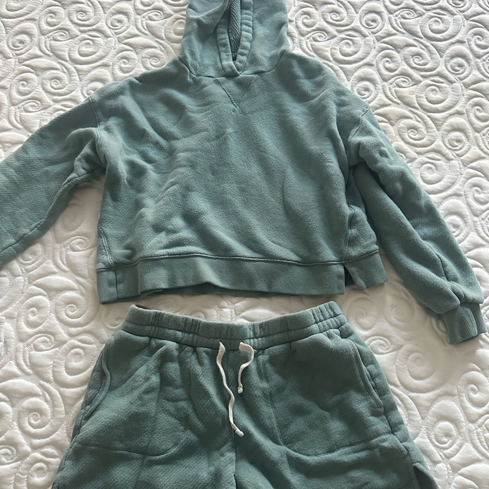 Madewell Coastal Blue Hoodie and shorts Lounge Set SMALL